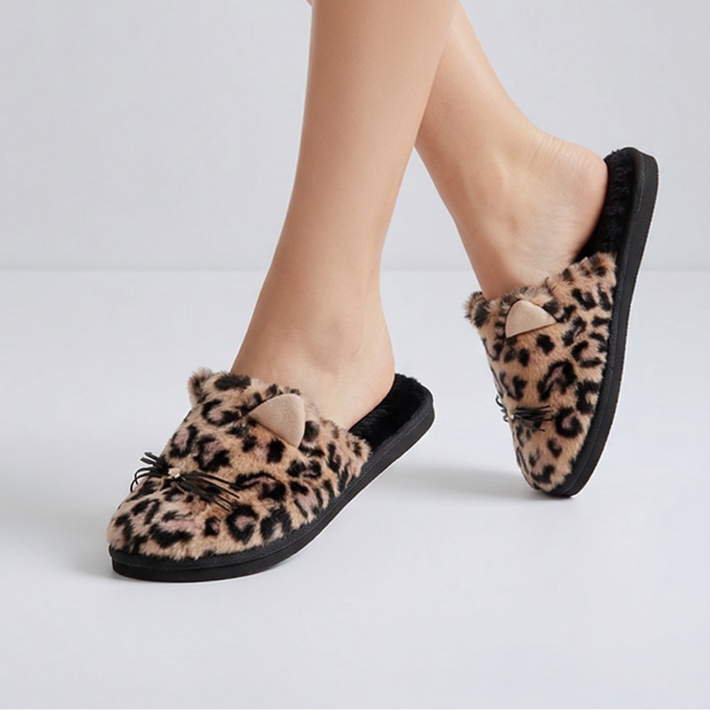 Kate Spade Leopard Kitty Slippers NWOB